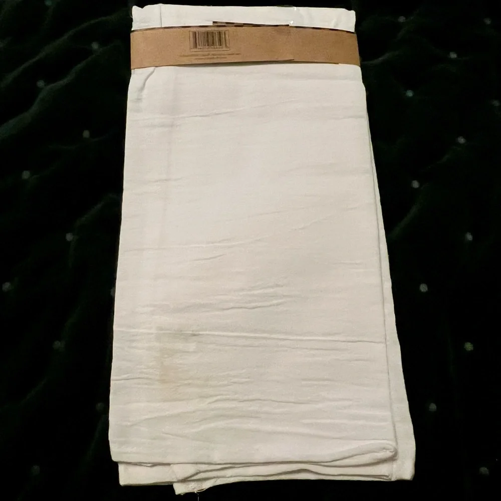 White Flour Sack Towel with Green and Red Print